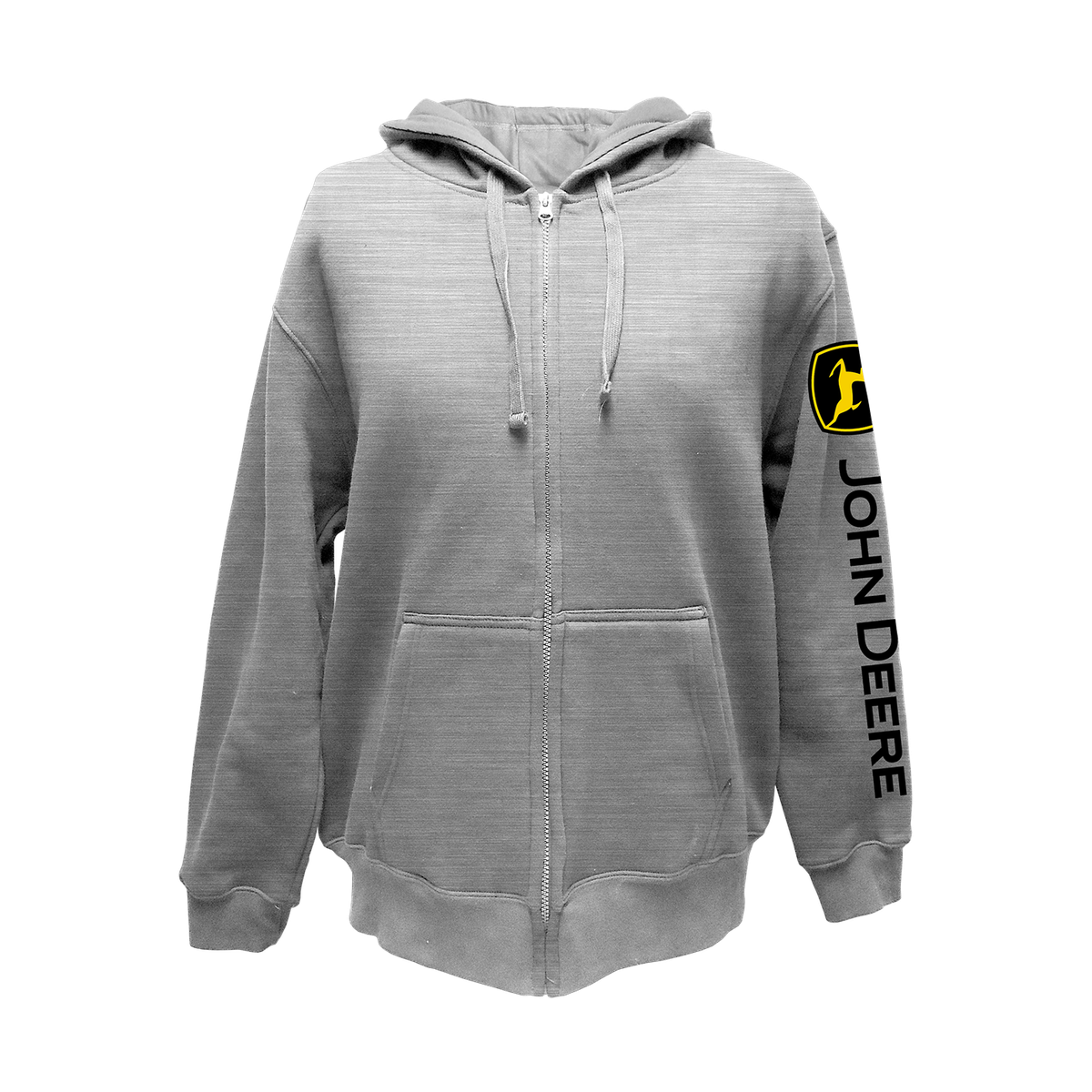 John Deere Grey Construction Mens Zip Hoodie