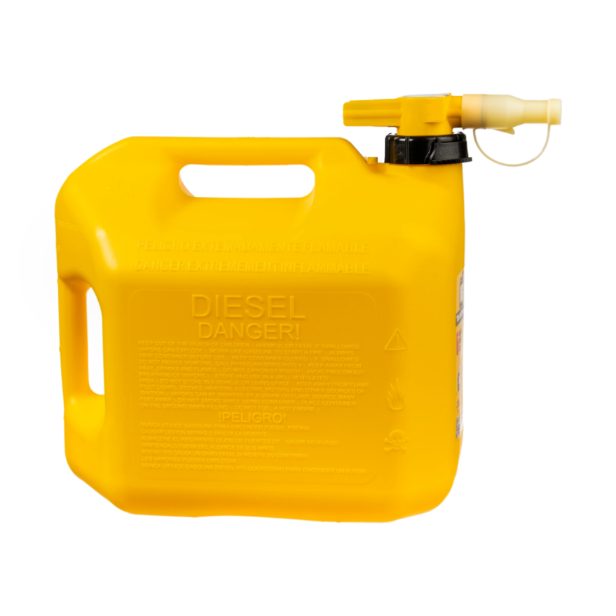 No-Spill Premium Yellow Diesel Fuel Jerry Can with Spill-Proof Nozzle - 20L