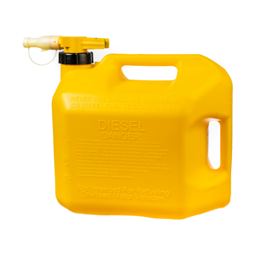 No-Spill Premium Yellow Diesel Fuel Jerry Can with Spill-Proof Nozzle - 20L
