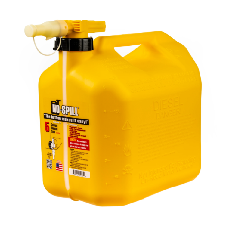 No-Spill Premium Yellow Diesel Fuel Jerry Can with Spill-Proof Nozzle - 20L
