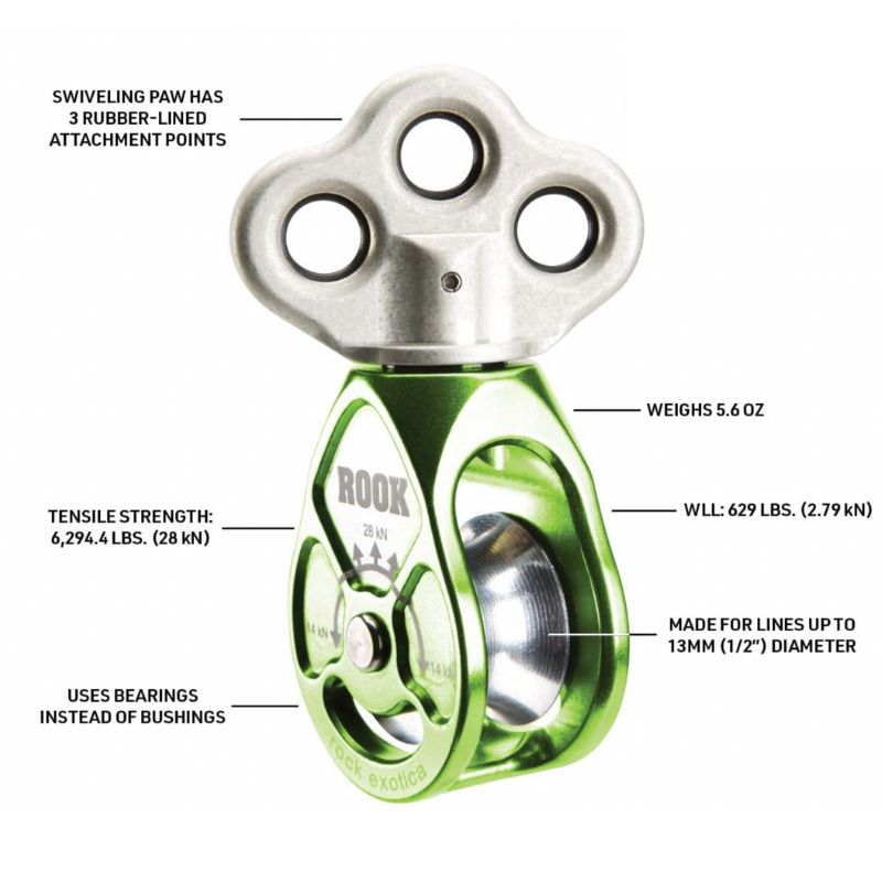 Notch Rook Triple Attachment Swivel Pulley