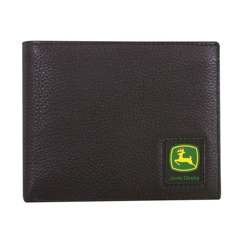 John Deere Trademark Black Pebble Grain Leather Bi-fold Wallet - RDO Equipment