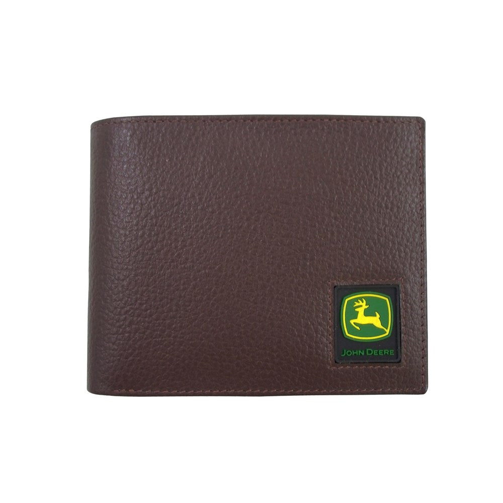 John Deere Trademark Black Pebble Grain Leather Bi-fold Wallet - RDO Equipment