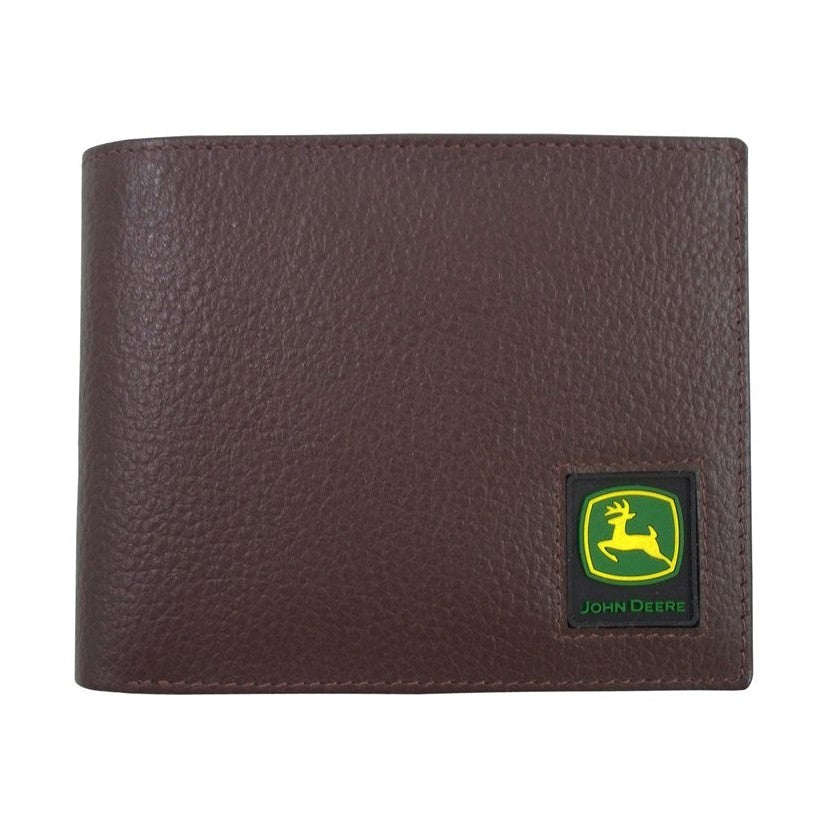 John Deere Trademark Black Pebble Grain Leather Bi-fold Wallet - RDO Equipment