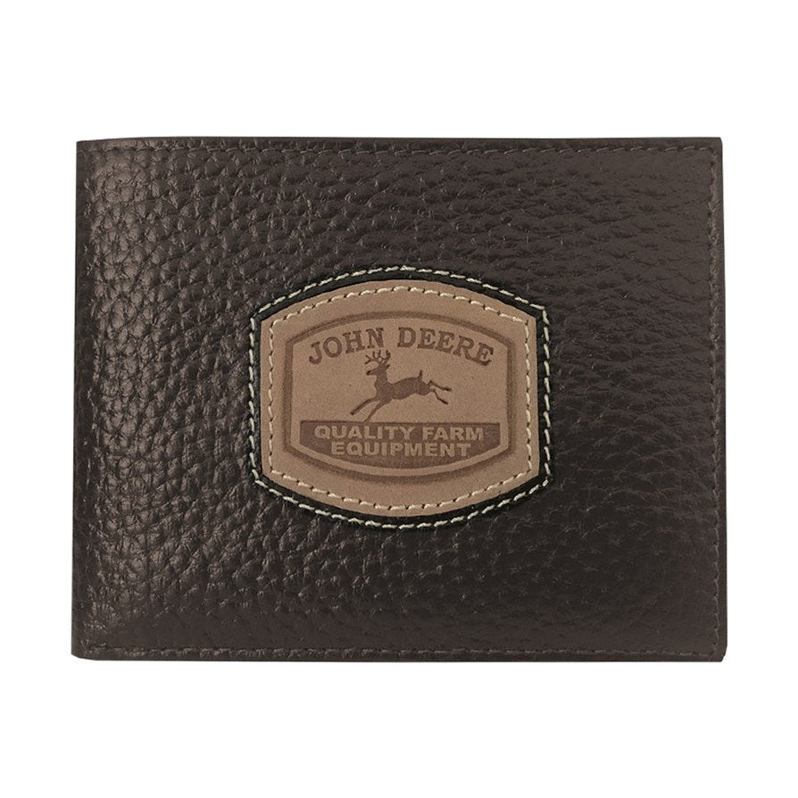 John Deere Trademark Black Pebble Grain Leather Bi-fold Wallet - RDO Equipment