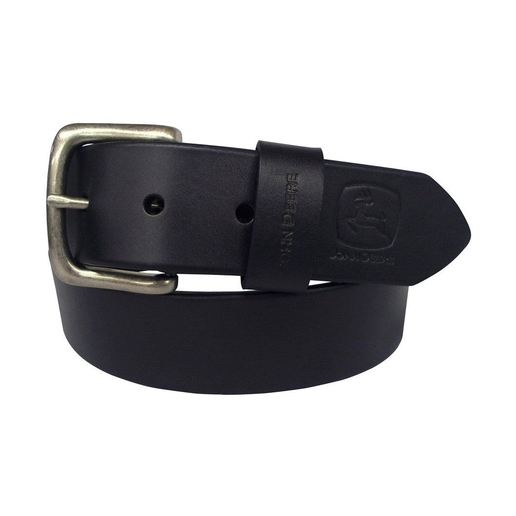 John Deere 38mm Black Oil Tan Bridle Leather Belt