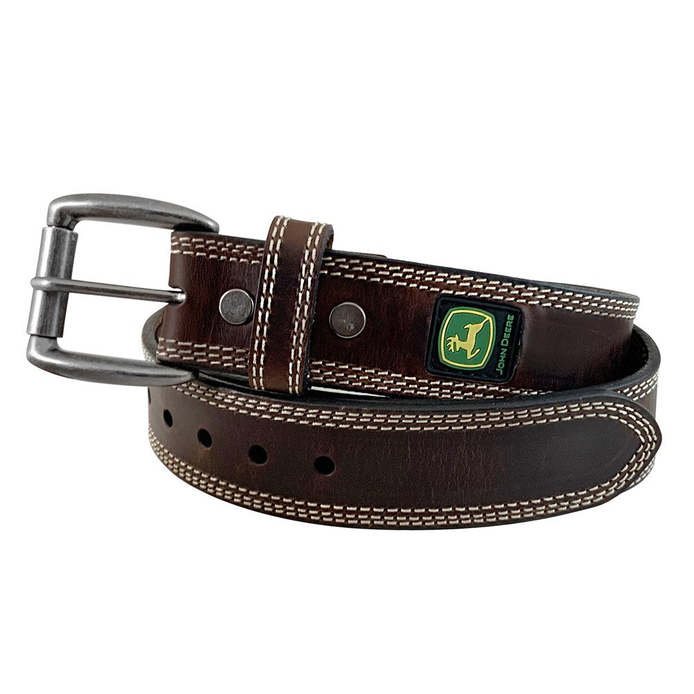 John Deere 38mm Dark Brown Bridle Leather Belt RDO Equipment