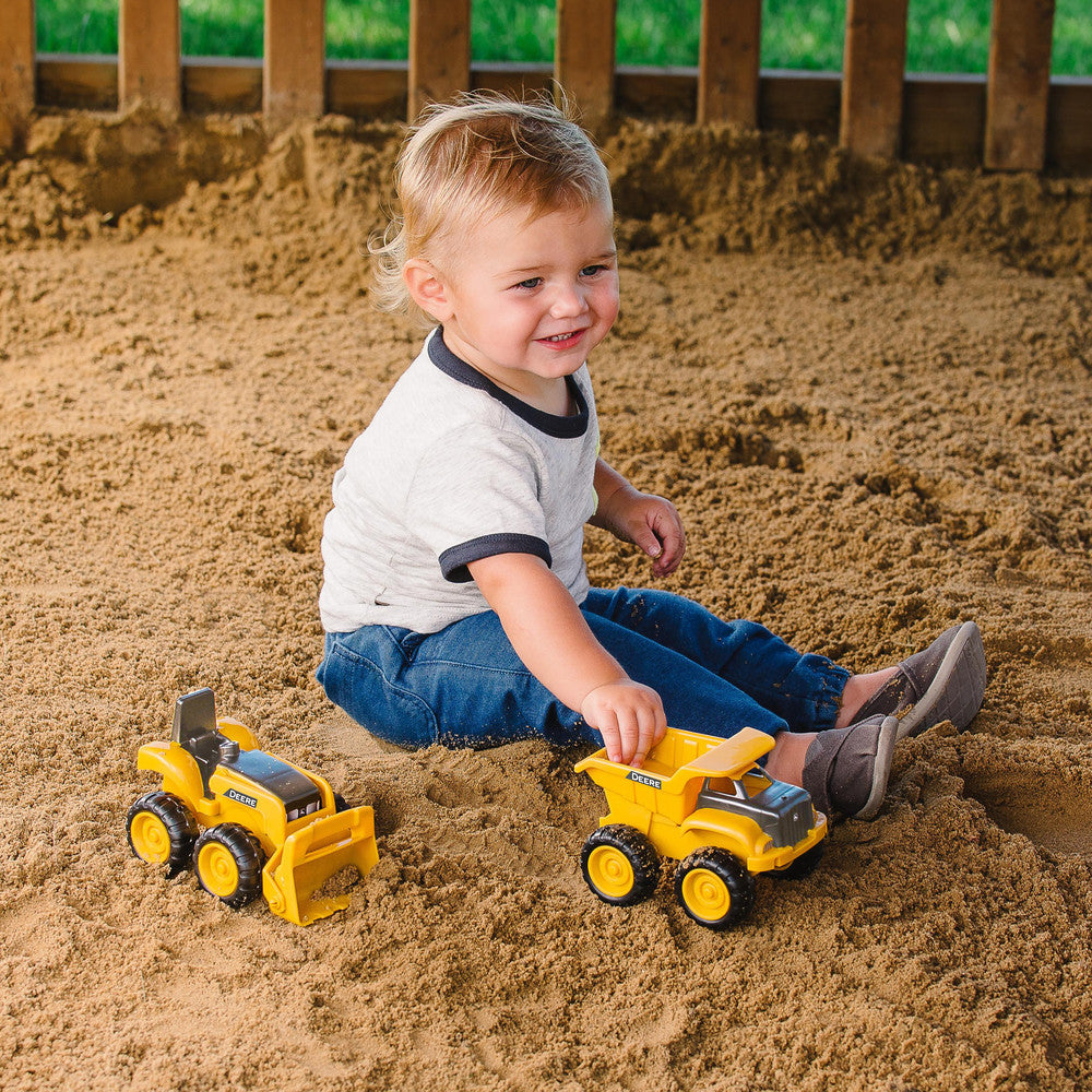 John Deere Kids 15cm Sand Pit Dump Truck & Tractor Toy Set