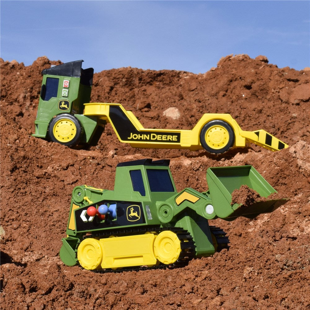 John Deere 60cm Motorised 'Lights & Sounds' 2-n-1 Mega Mover & Tracked Digger Toy