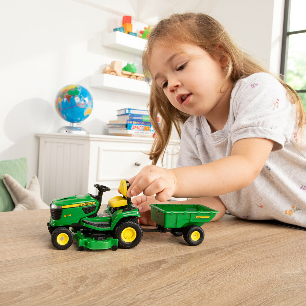1:16 John Deere X758 Lawn Mower Tractor With Accessories Toy - RDO Equipment