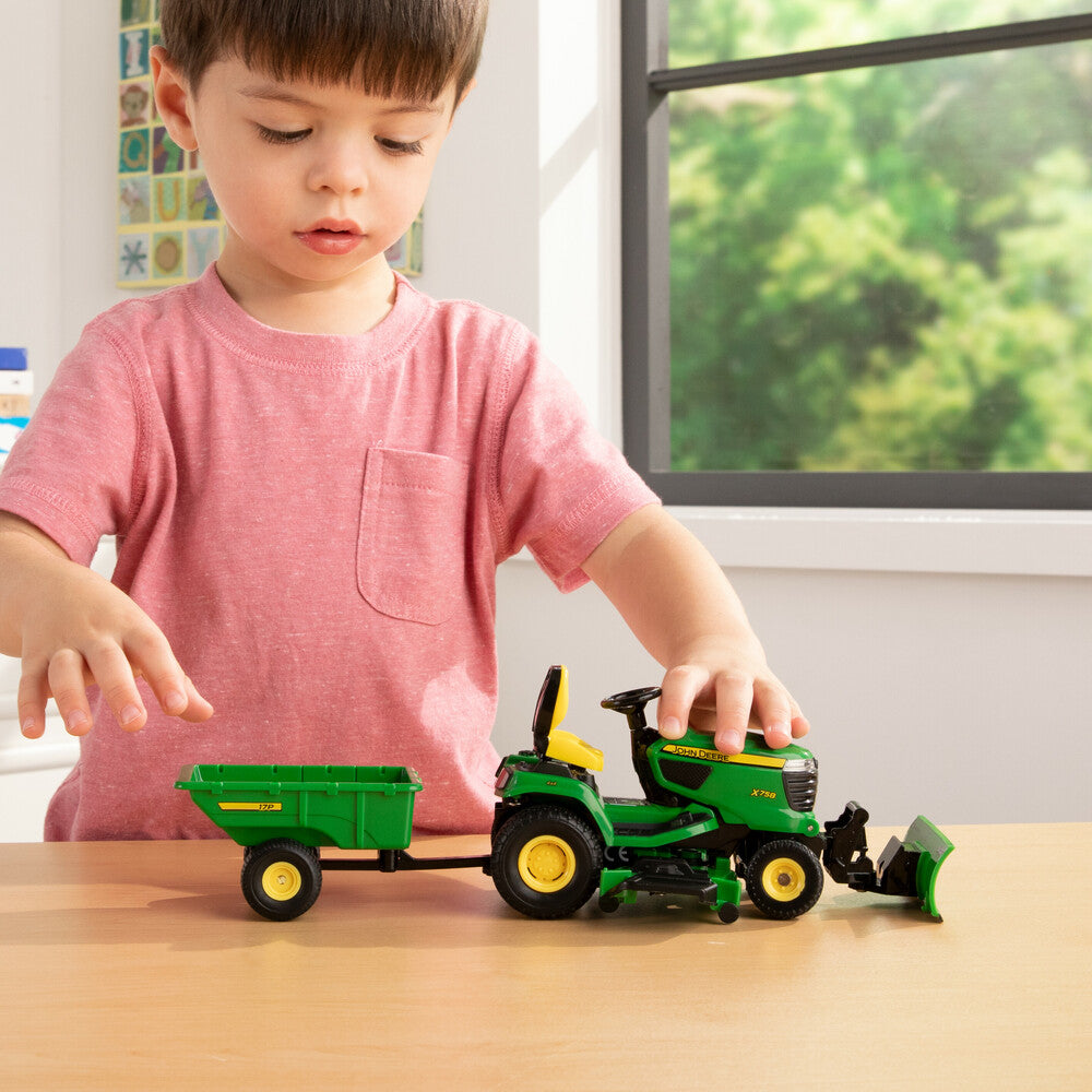 1:16 John Deere X758 Lawn Mower Tractor With Accessories Toy - RDO Equipment