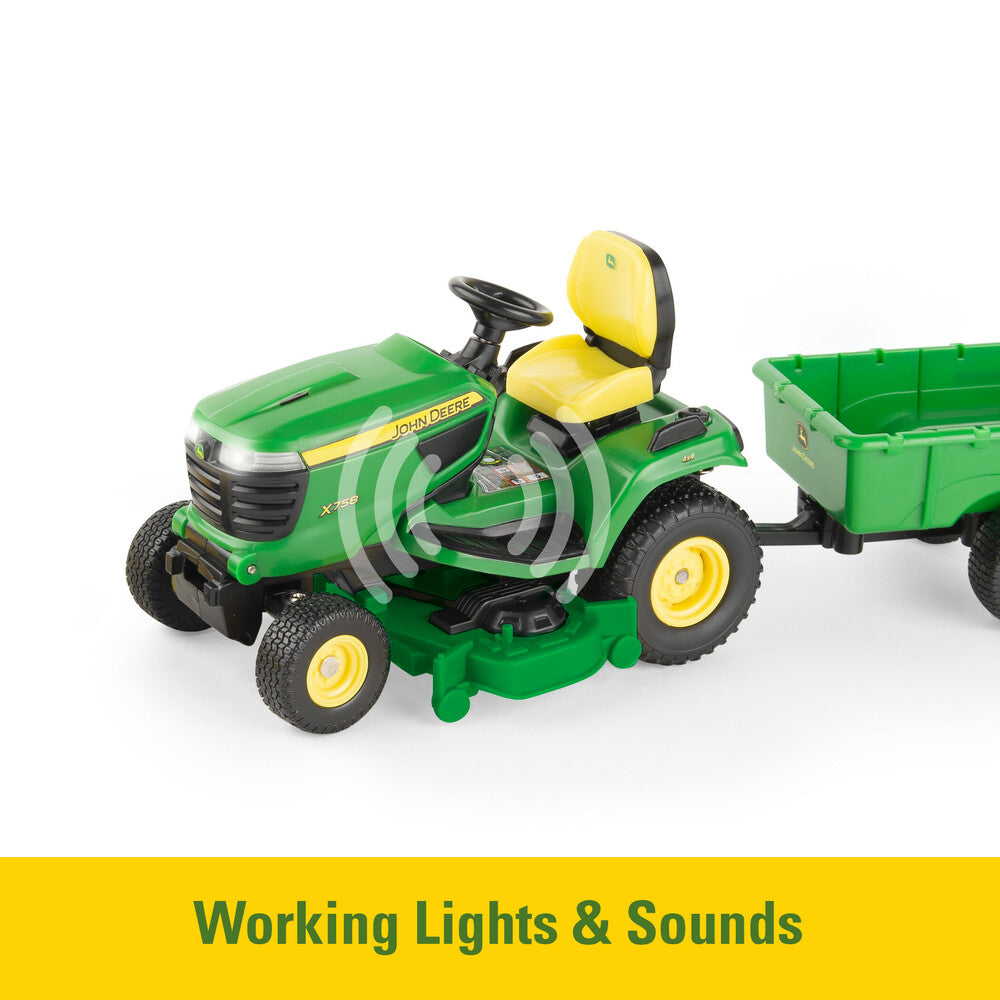 1:16 John Deere X758 Lawn Mower Tractor With Accessories Toy - RDO Equipment