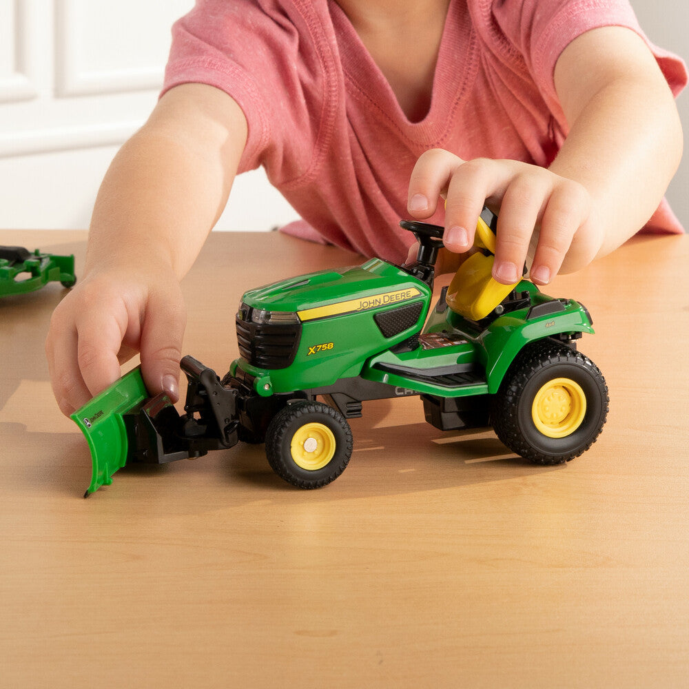 1:16 John Deere X758 Lawn Mower Tractor With Accessories Toy - RDO Equipment