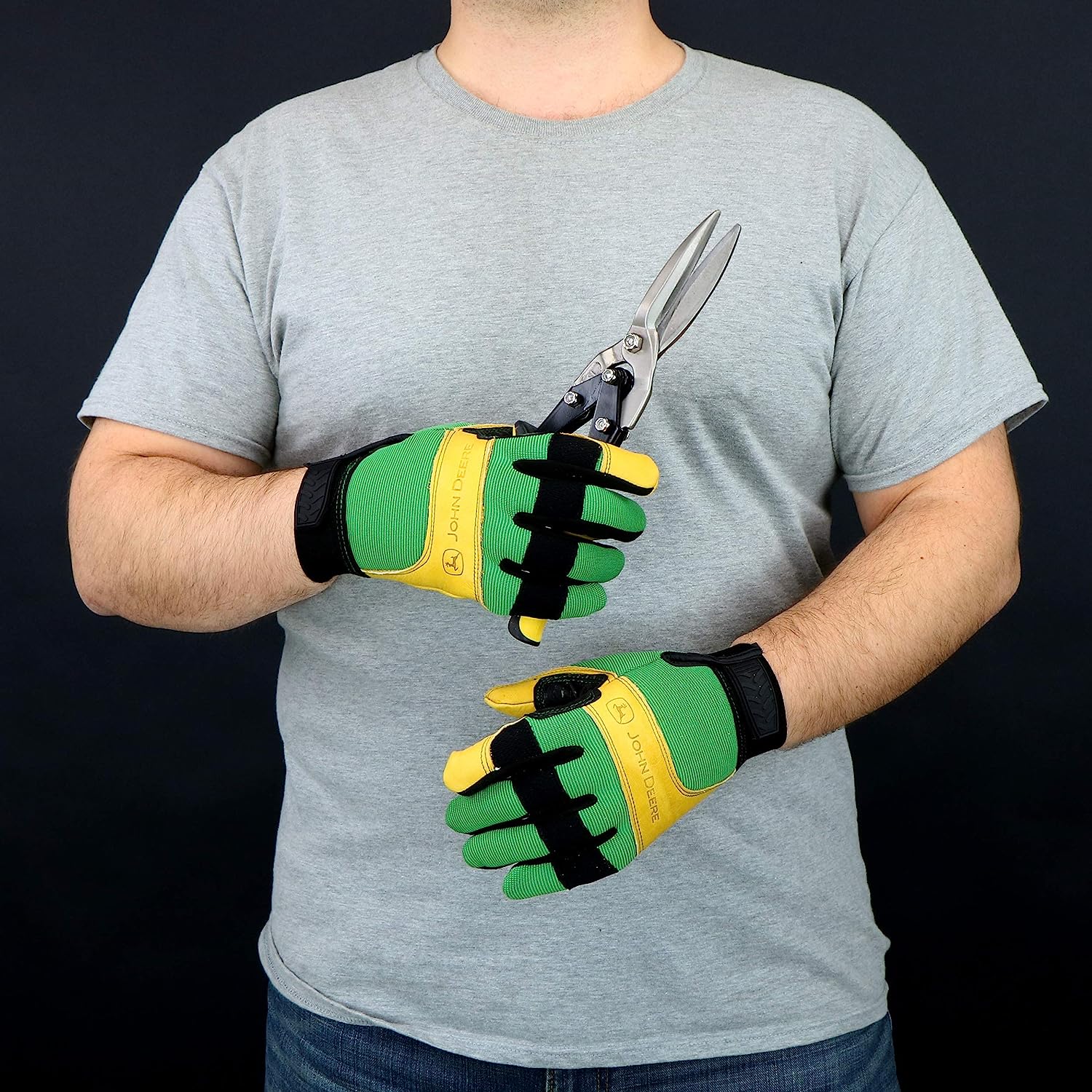 John Deere Grain Cowhide Leather Work Gloves - RDO Equipment