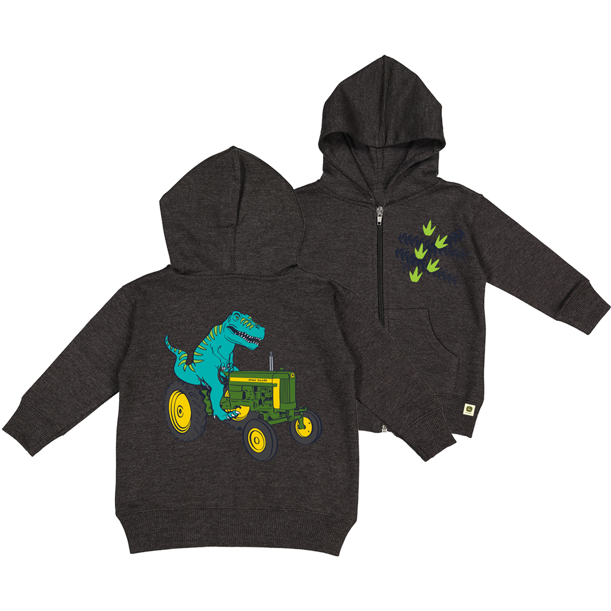 John Deere Toddler T-rex On A Tractor Zip Hoodie - RDO Equipment