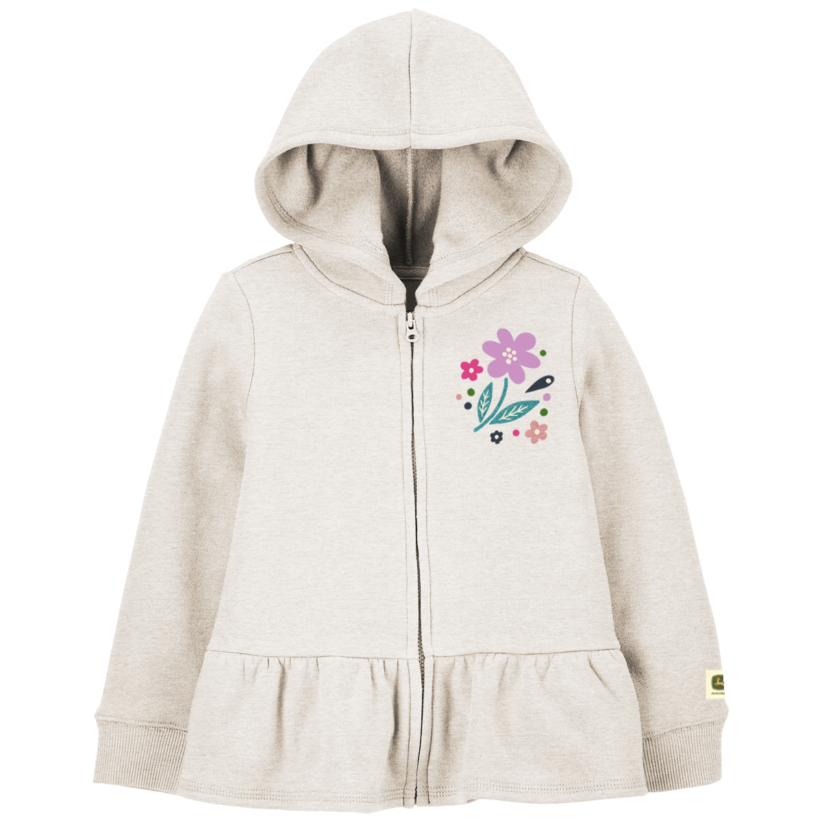 John Deere Toddler Floral Tractor Pleated Zip Hoodie - RDO Equipment