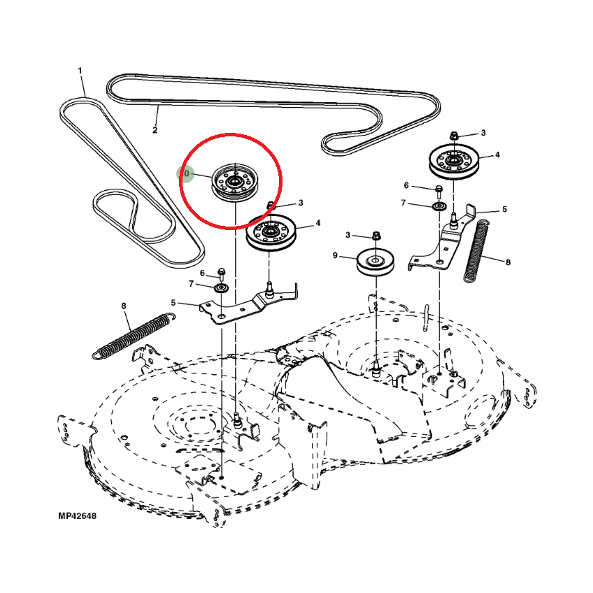 John Deere Mower Deck Idler Pulley - GY21289
