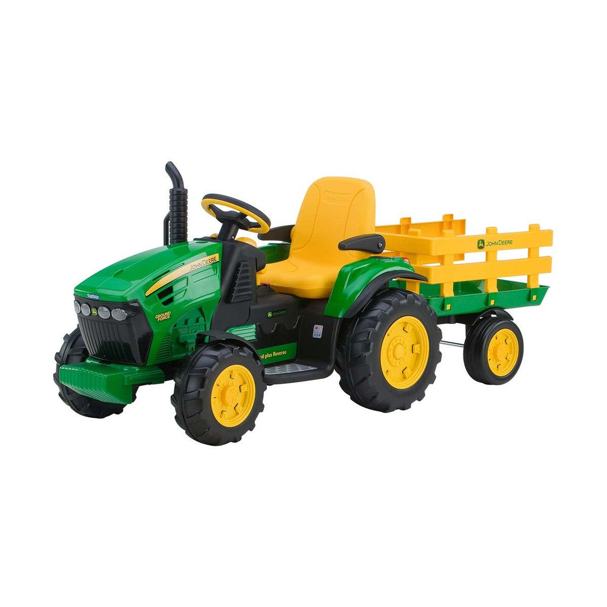 John Deere 12V Ground Force Ride-On Tractor & Stake Wagon - RDO Equipment