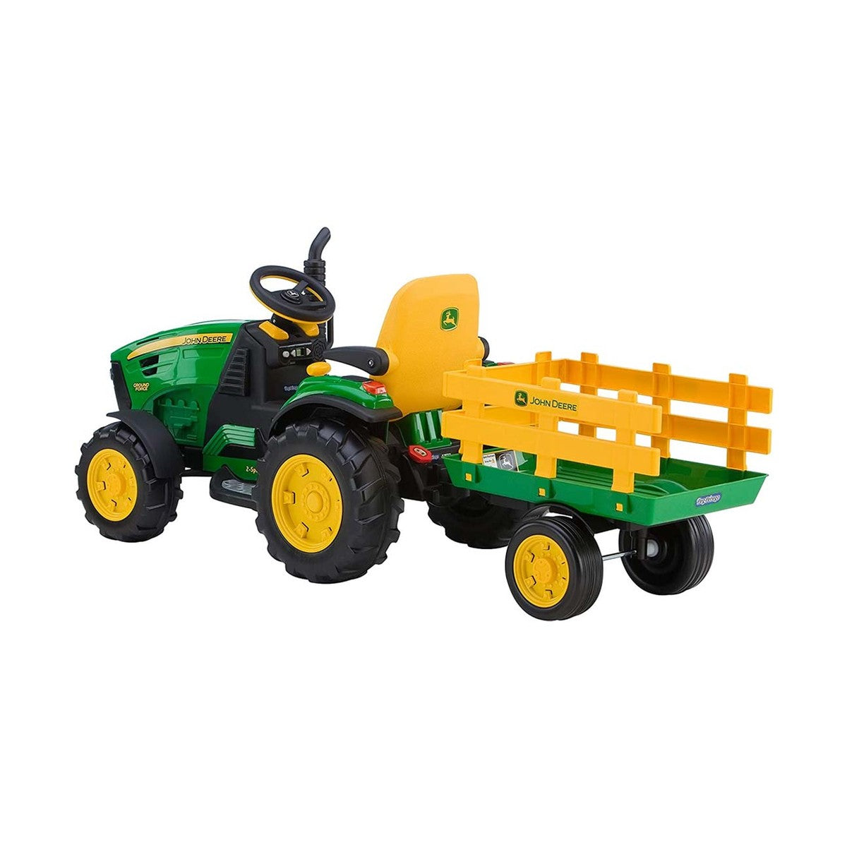 John Deere 12V Ground Force Ride-On Tractor & Stake Wagon - RDO Equipment