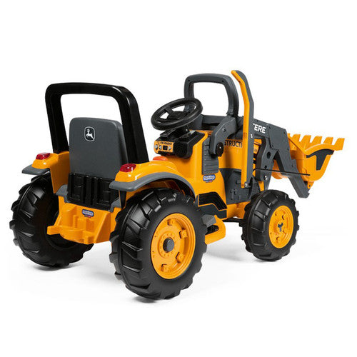 John Deere 12V Ride-On Ground Loader Yellow Tractor with Scoop Toy
