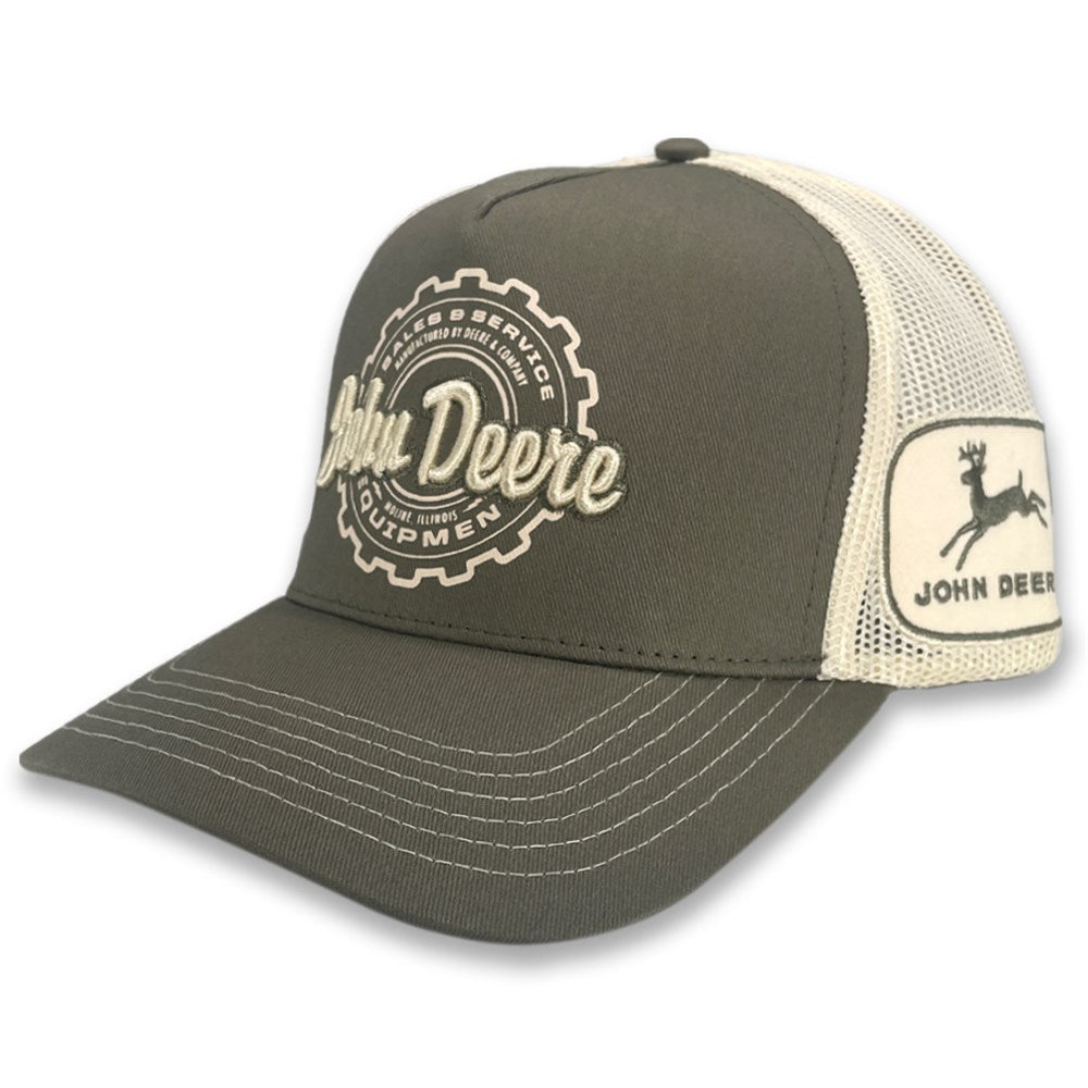 John Deere Olive & Beige Mesh Trucker Cap