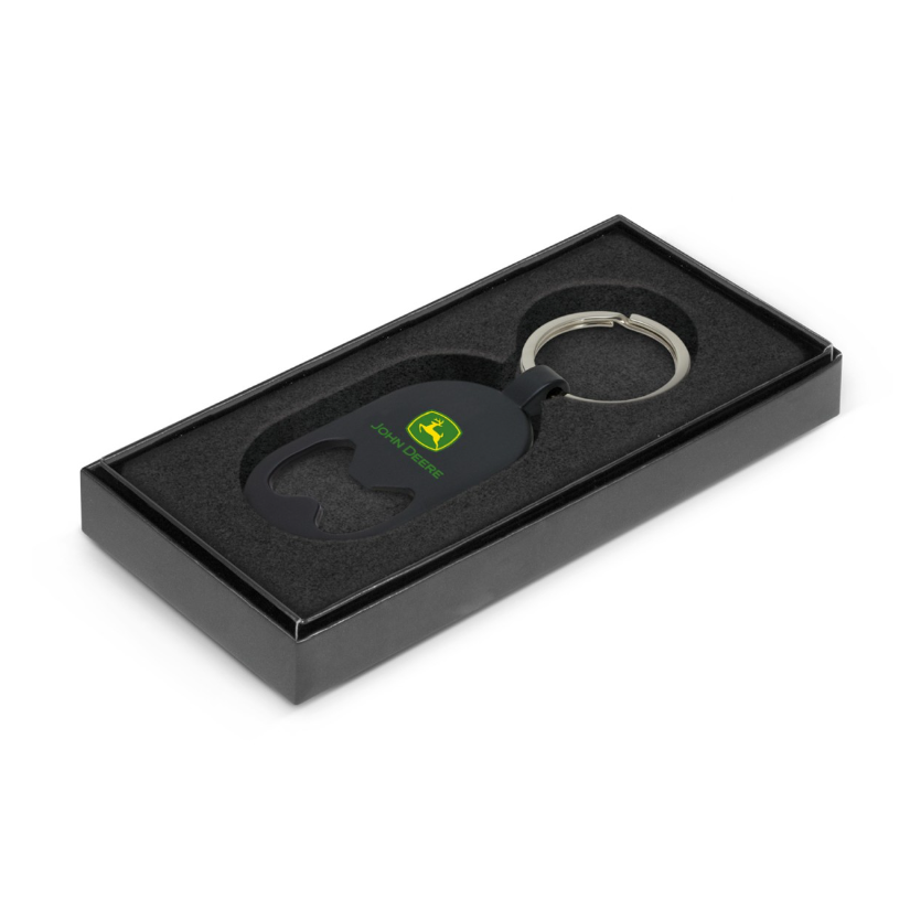John Deere Black Bottle Opener Keyring