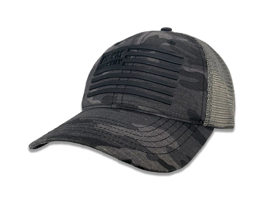 John Deere Men's Grey Camo Flag Trucker Cap