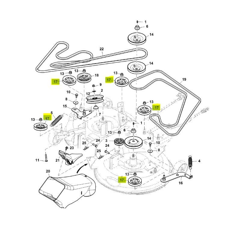 John Deere Mower Deck Idler Pulley - AM146552