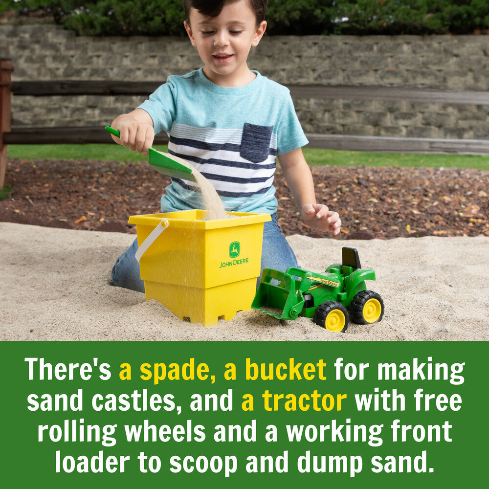 John Deere 15cm Tractor, Bucket and Spade Sand Pit Set - RDO Equipment