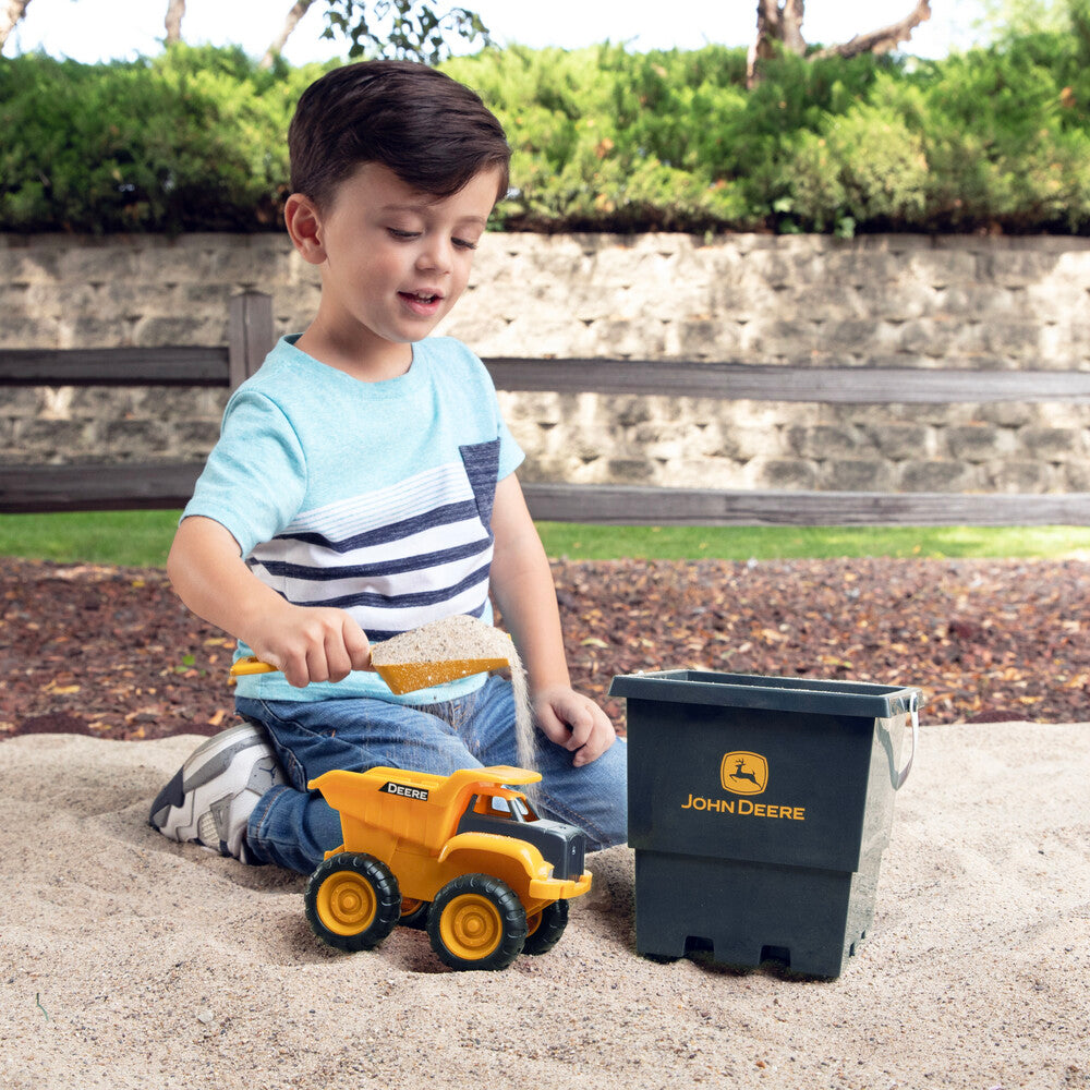 John Deere 15cm Dump Truck, Bucket and Spade Sand Pit Set - RDO Equipment