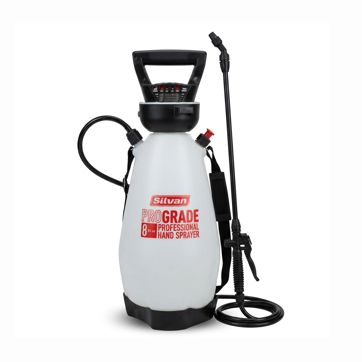 Silvan sprayer with hose and spray lance on a white background