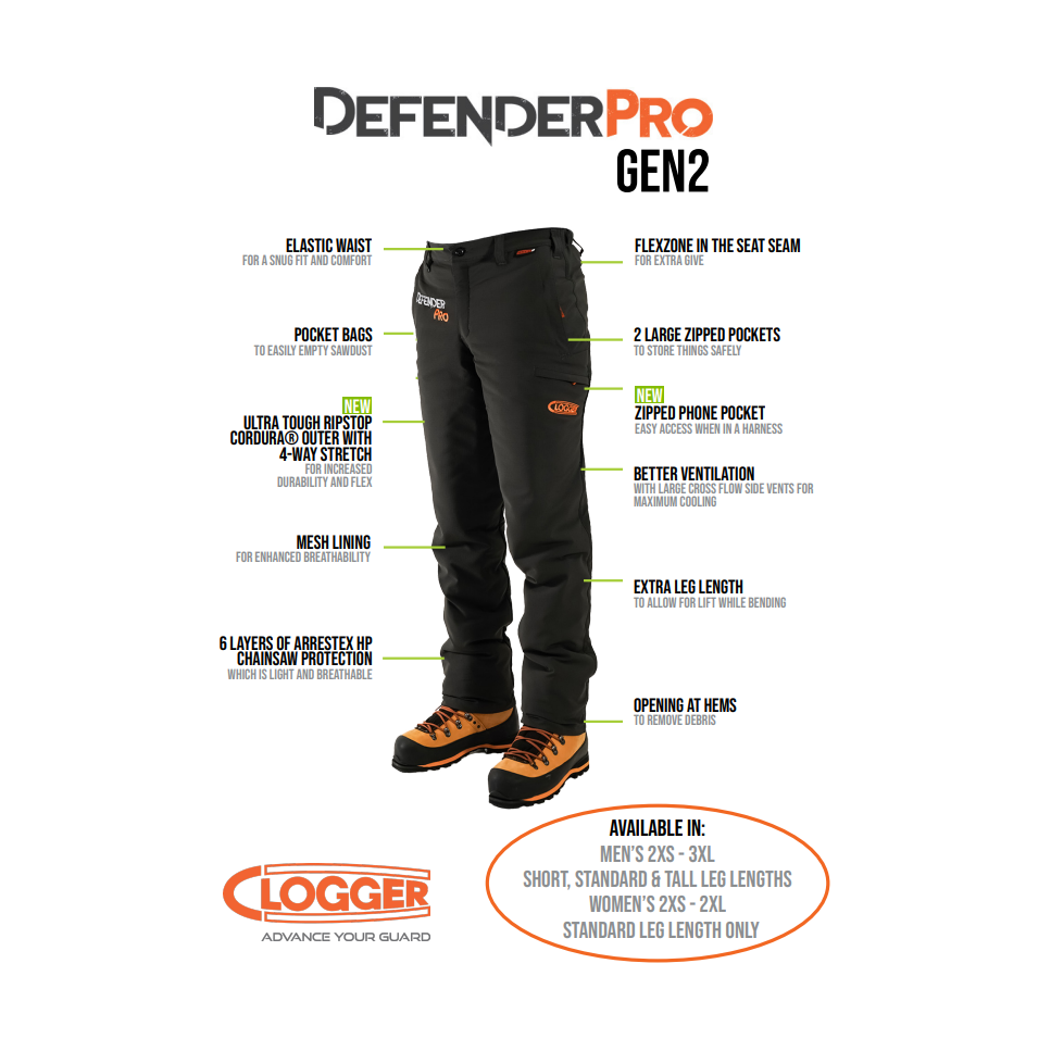 Clogger DefenderPRO Gen2 Tough Men's Chainsaw Protective Pants - RDO Equipment