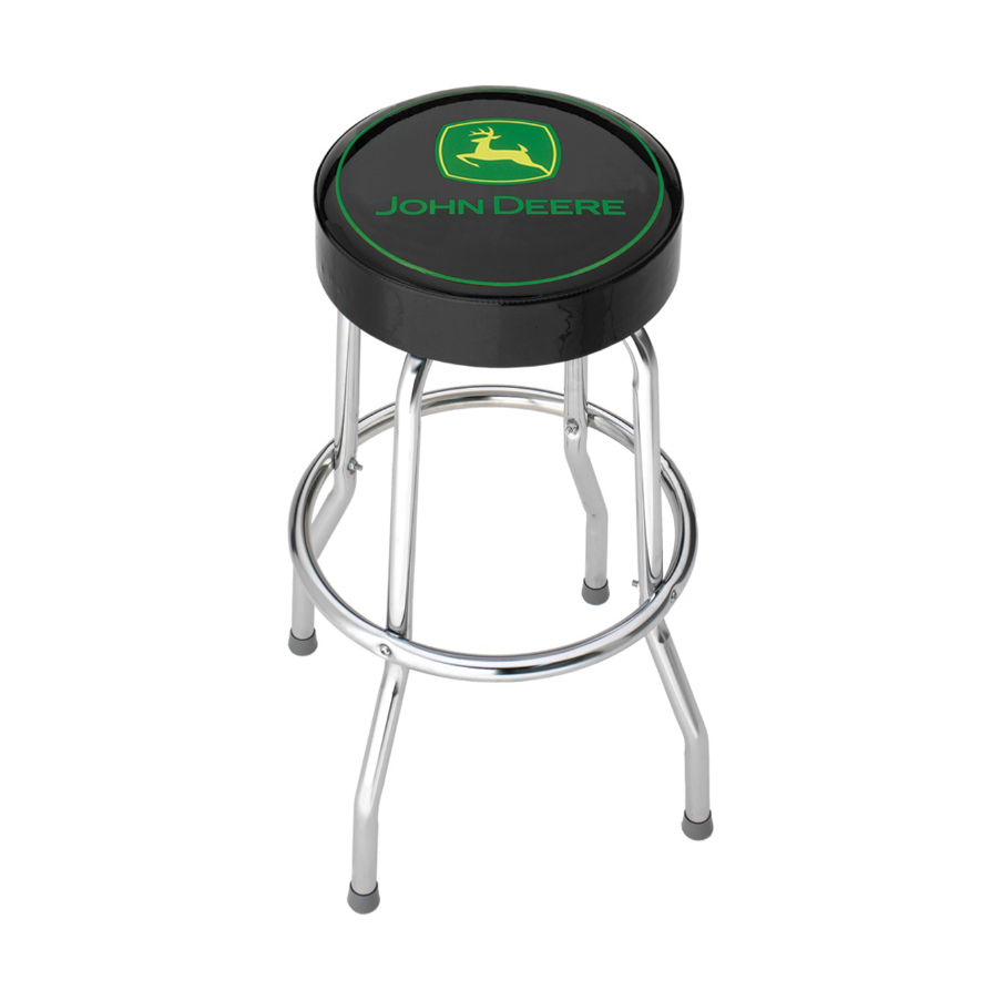 John Deere Gloss Black Vinyl Round Barstool