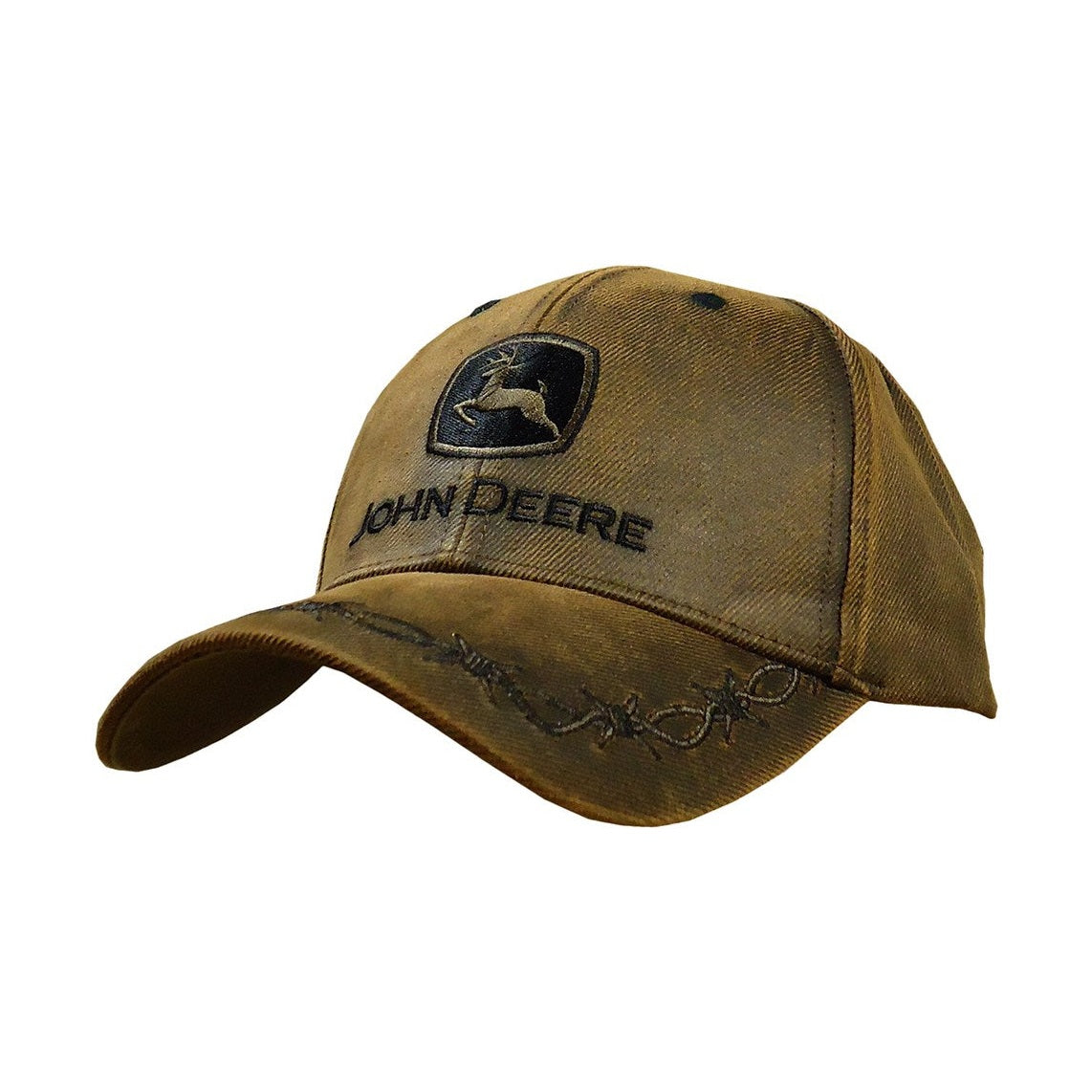 John Deere Men's Brown Oilskin Barbed-Wire Logo Baseball Cap