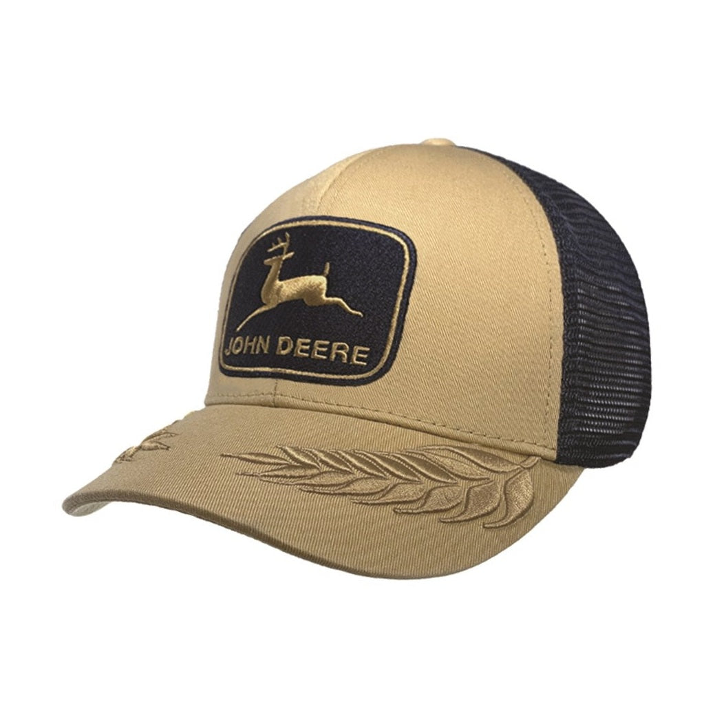 John Deere Tan & Navy Wheat Trucker Cap