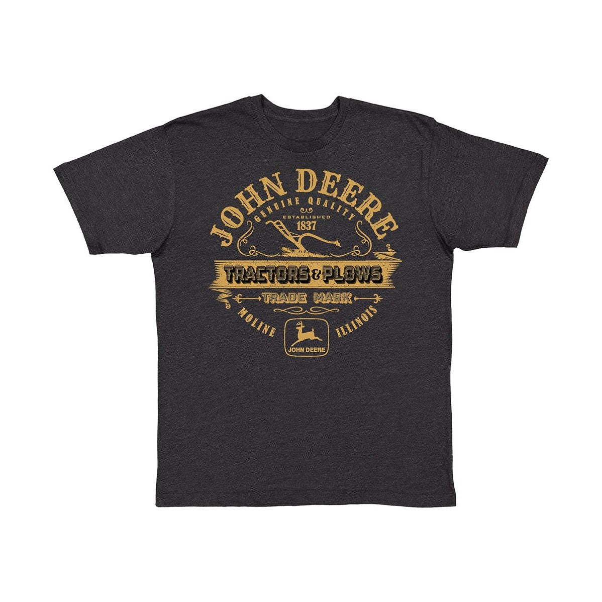John Deere Men's Tractors & Plows Black Heather Tee