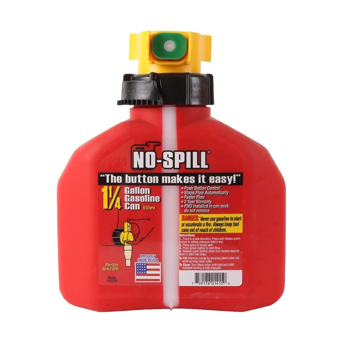 No-Spill Premium Petrol Fuel Jerry Can with Spill-Proof Nozzle - 5L - RDO Equipment