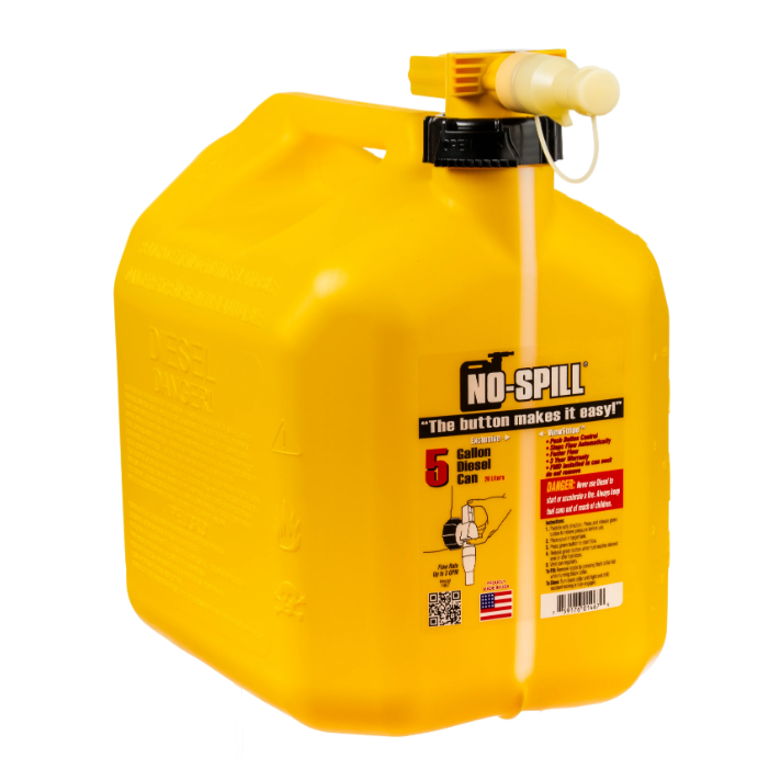 No-Spill Premium Yellow Diesel Fuel Jerry Can with Spill-Proof Nozzle - 20L