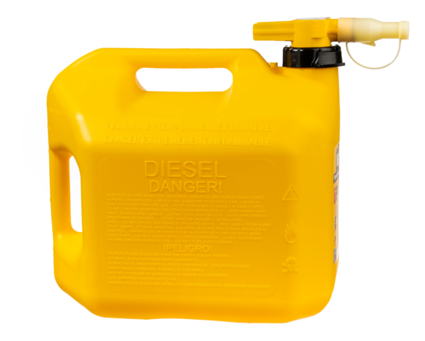 No-Spill Premium Yellow Diesel Fuel Jerry Can with Spill-Proof Nozzle - 20L