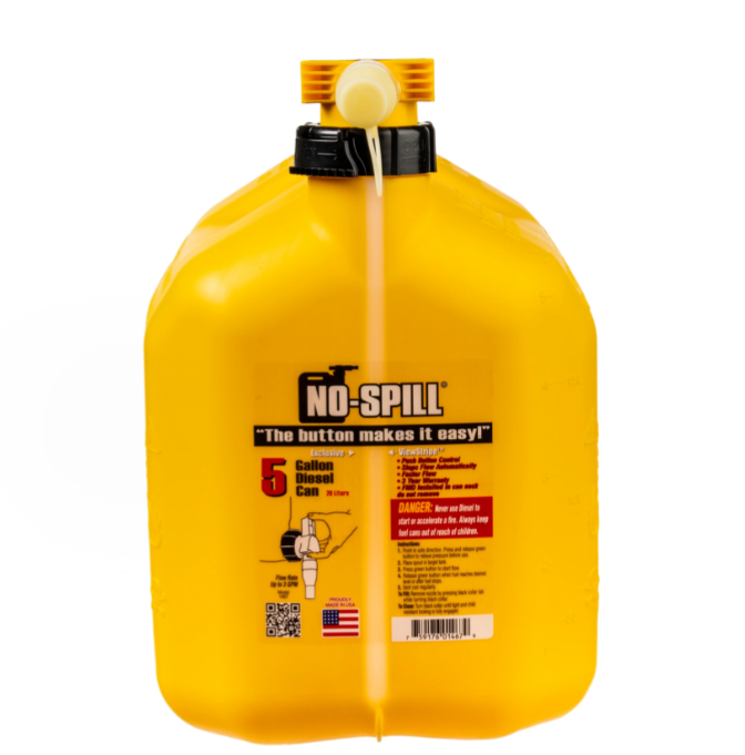 No-Spill Premium Yellow Diesel Fuel Jerry Can with Spill-Proof Nozzle - 20L