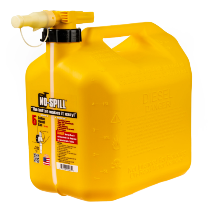 No-Spill Premium Yellow Diesel Fuel Jerry Can with Spill-Proof Nozzle - 20L