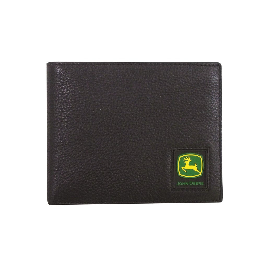 John Deere Trademark Black Pebble Grain Leather Bi-fold Wallet - RDO Equipment