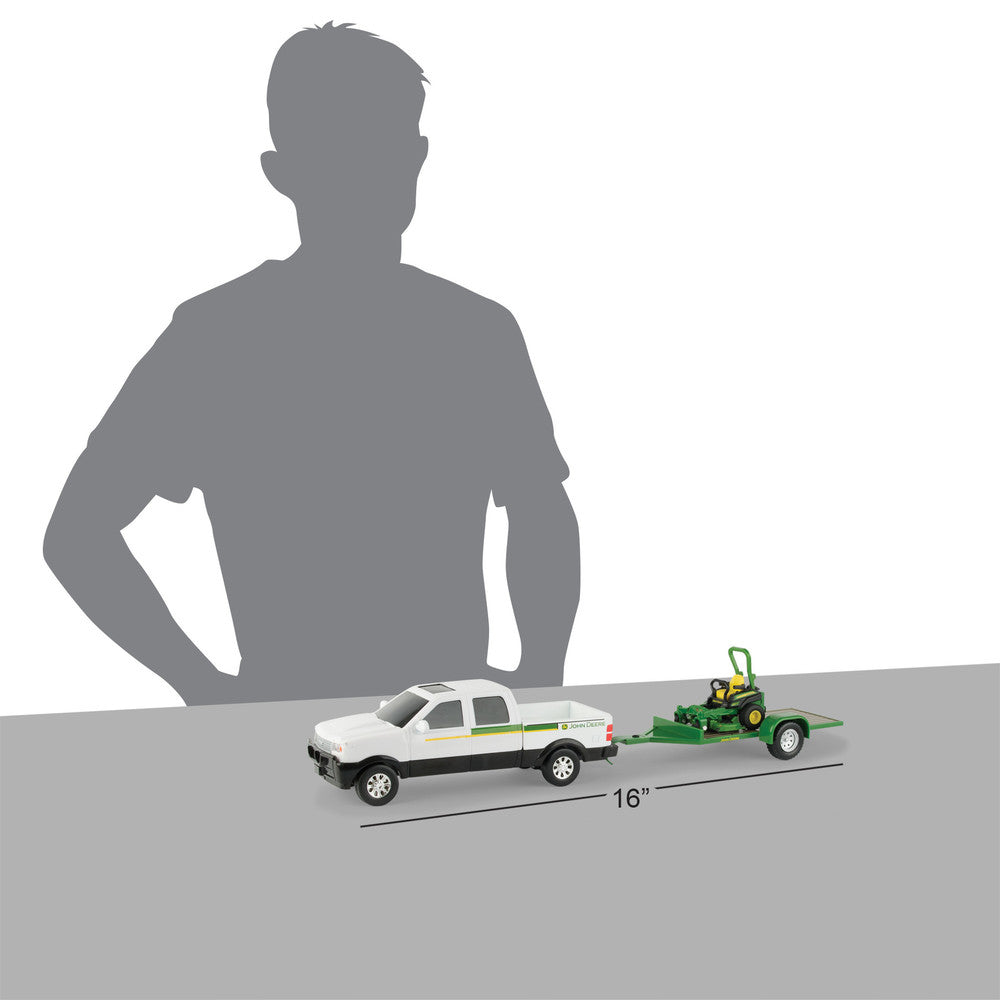 1:32 John Deere Pickup with Trailer & Z-Trak Mower Replica Toy