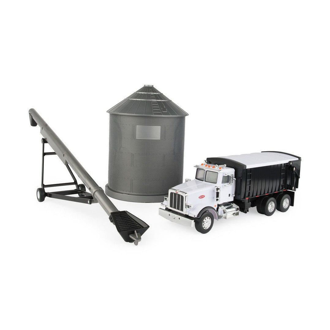 1:32 Peterbilt Model 367 Straight Truck with Grain Box and Grain Bin & Auger Replica Toy