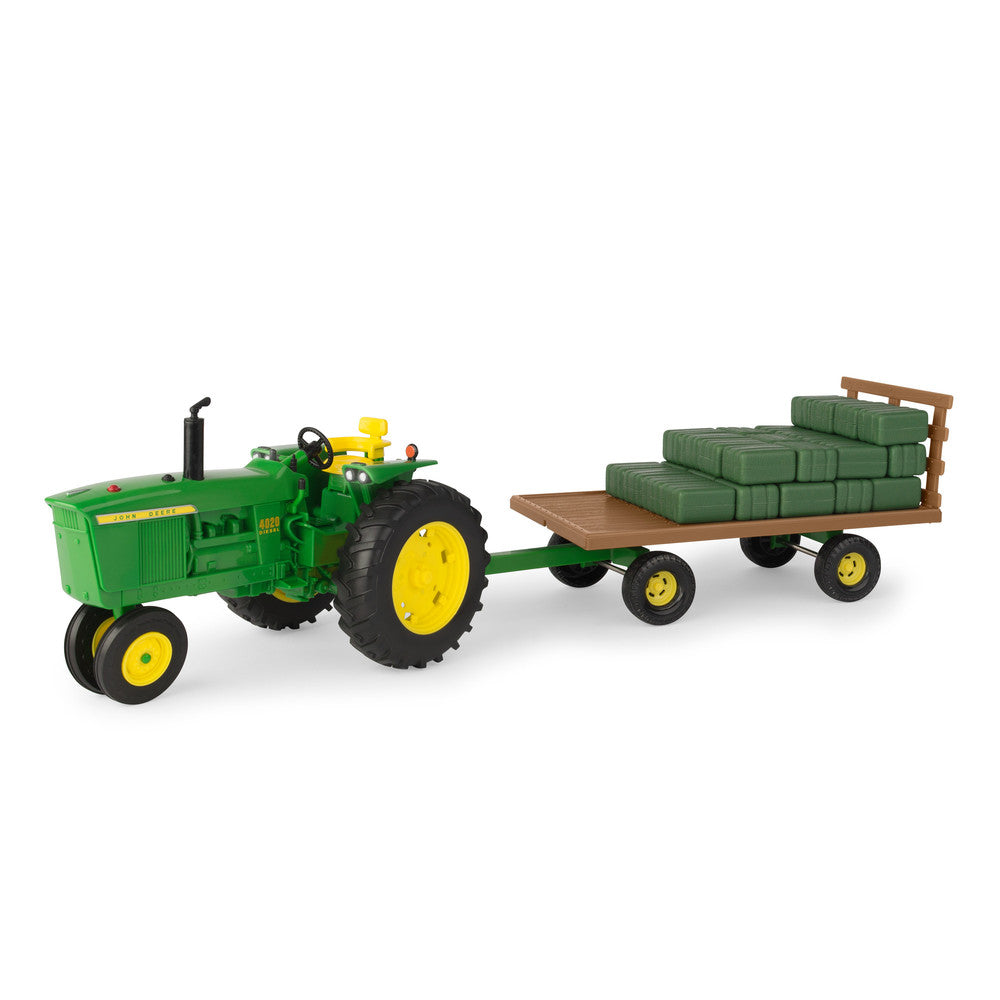 1:16 Big Farm 4020 Tractor with Hay Wagon With Hay Bales Replica Toy