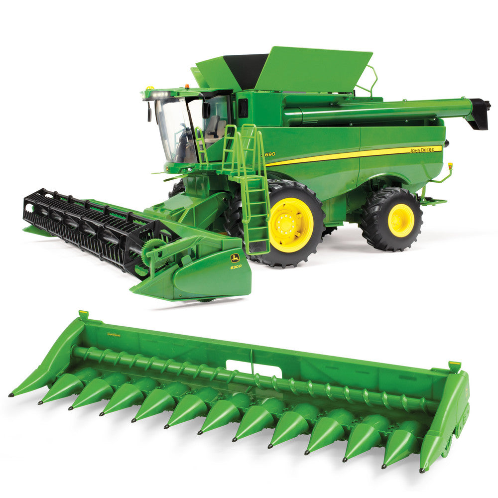 1:16 John Deere Big Farm S690 Combine With Corn & Grain Heads Toy - RDO Equipment