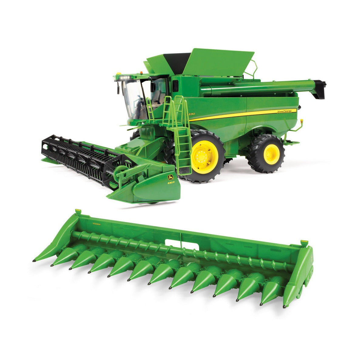 1:16 John Deere Big Farm S690 Combine With Corn & Grain Heads Toy - RDO Equipment