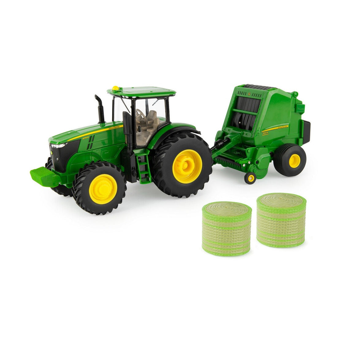 1:32 John Deere 7270R with 560R Round Baler Replica Toy