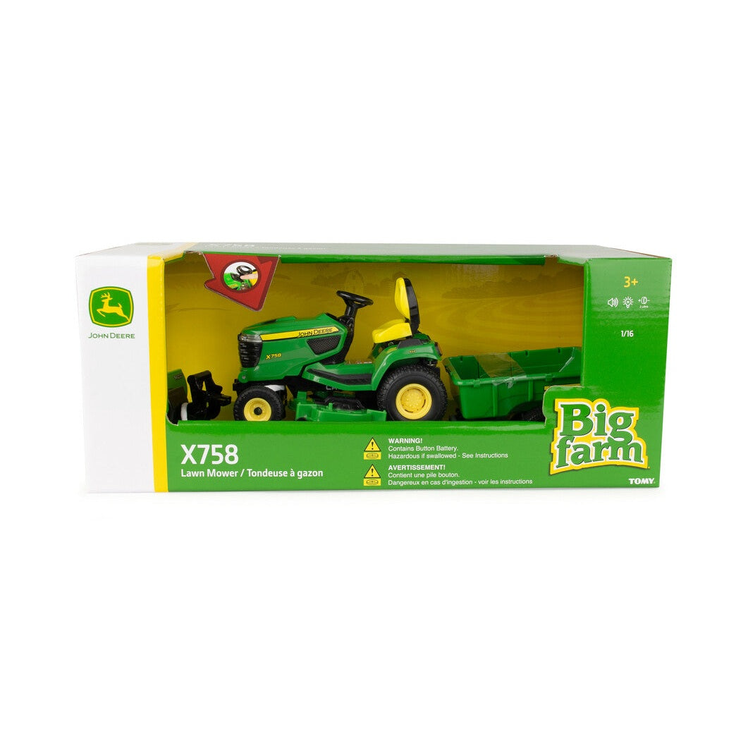 1:16 John Deere X758 Lawn Mower Tractor With Accessories Toy - RDO Equipment