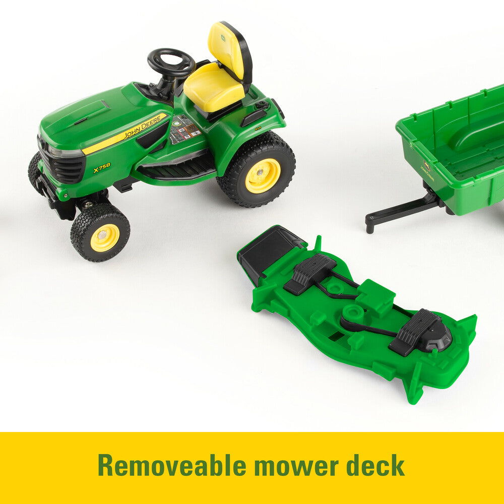 1:16 John Deere X758 Lawn Mower Tractor With Accessories Toy - RDO Equipment